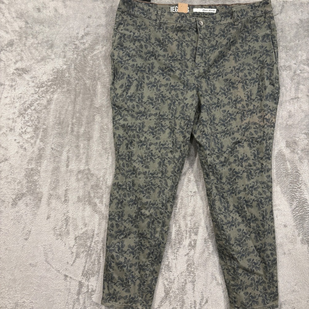 DKNY Jeans 26W Olive Green Floral Print Very Slim Fit Low Rise Jegging NWT